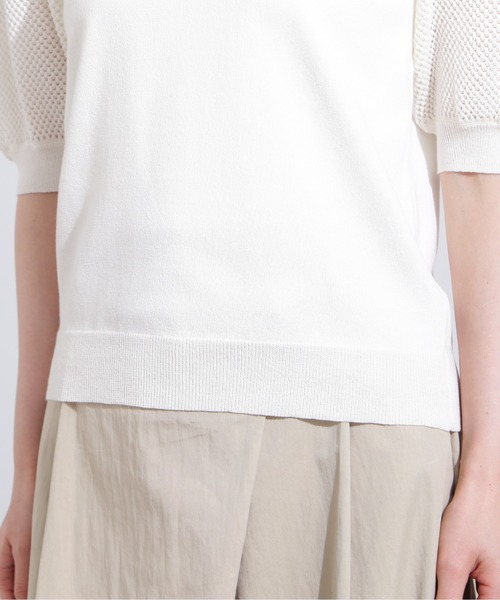 N.Natural Beauty Basic ニット セーター メッシュ切替半袖