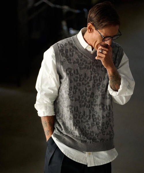 THEOREM ベスト ジレ mcg3647-Layer of Leopard VN Vest レオパード