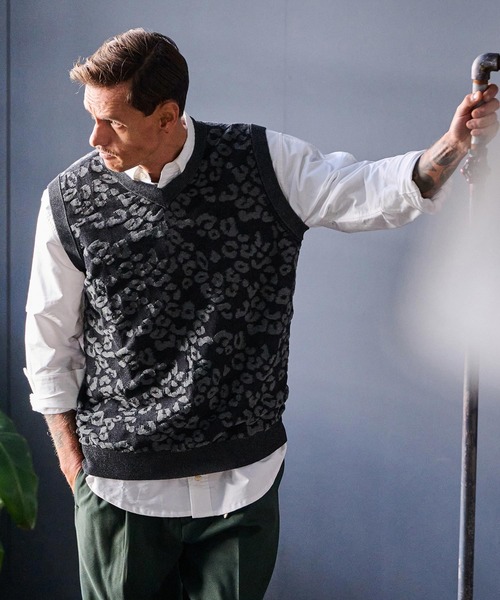 THEOREM ベスト ジレ mcg3647-Layer of Leopard VN Vest レオパード
