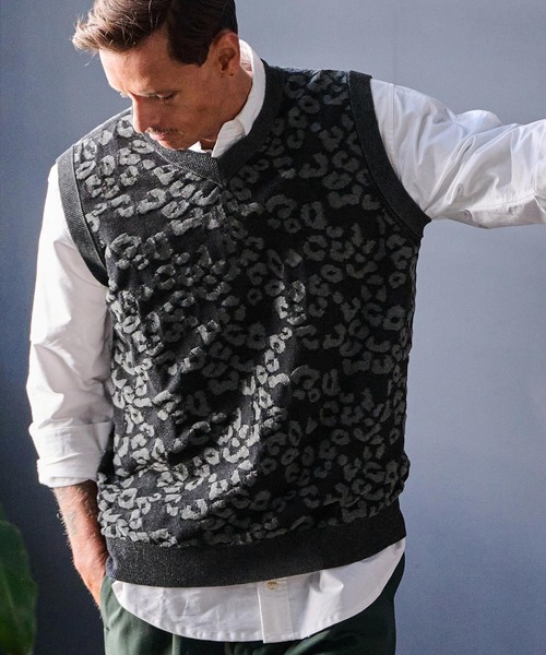 THEOREM ベスト ジレ mcg3647-Layer of Leopard VN Vest レオパード