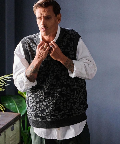 THEOREM ベスト ジレ mcg3647-Layer of Leopard VN Vest レオパード