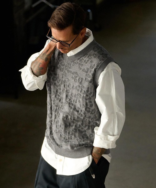 THEOREM ベスト ジレ mcg3647-Layer of Leopard VN Vest レオパード