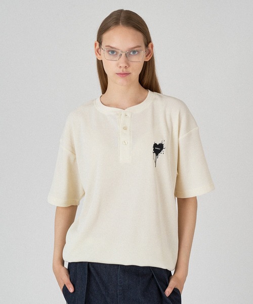 tシャツ ヘンリーネックT レディース スイモク ヘンリーネック カットソー Tシャツ レディース