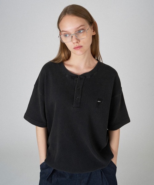tシャツ HENRY NECK THERMAL TOP：カットソー レディース ONCILY tシャツ HENRY NECK THERMAL T-SHIRT /ヘンリーネック