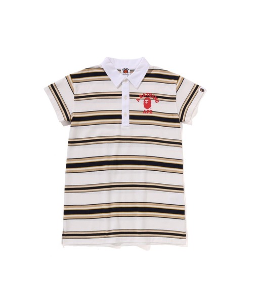 A BATHING APE - 衣裳 STRIPE POLO DRESS キッズ 小わっぱ服 うしろ帯 子ども服、シューズ-ワンピース、チュニック