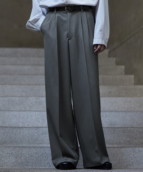 CLEL スラックス 「CLEL」Prime TR Semi-wide Tuck Slacks