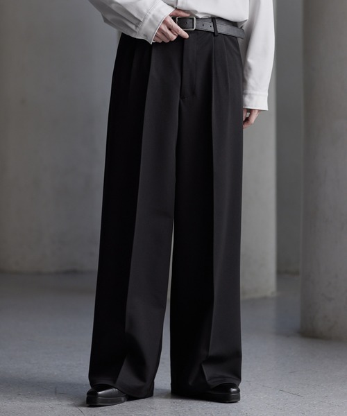 CLEL スラックス 「CLEL」Prime TR Semi-wide Tuck Slacks
