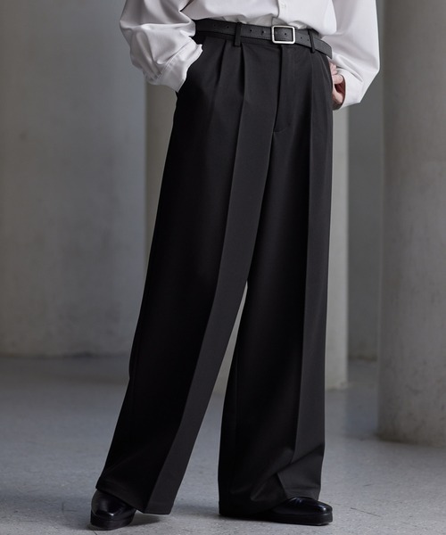 CLEL スラックス 「CLEL」Prime TR Semi-wide Tuck Slacks