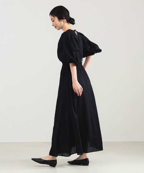 【新品】ne Quittez pas BEAMS別注 ガウンワンピース　ブラック NE QUITTEZ PAS! ワンピース 「別注」ne Quittez pas / ドビー