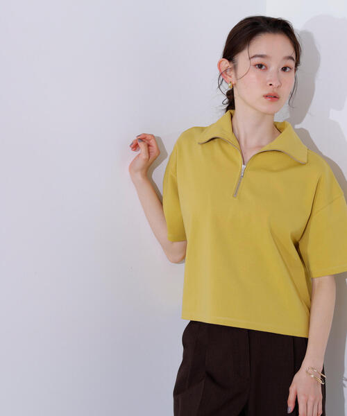 tシャツ ハーフジッププルオーバー レディース