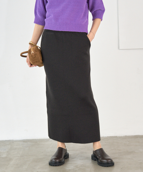 くろぶち　IENA 38 ニットプリーツスカート ブラック 黒 2023年購入！IENA 38 ニットプリーツスカート ブラック 黒