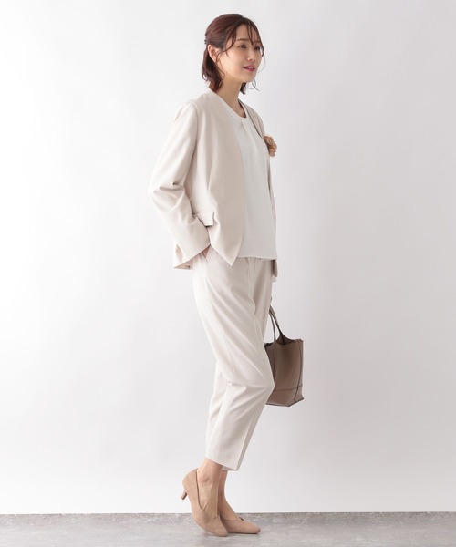 「GLOBAL WORK」 ノーカラージャケット LARGE ブラック レディース