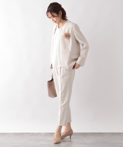 「GLOBAL WORK」 ノーカラージャケット LARGE ブラック レディース