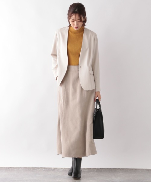 「GLOBAL WORK」 ノーカラージャケット LARGE ブラック レディース