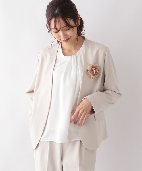 「GLOBAL WORK」 ノーカラージャケット LARGE ブラック レディース