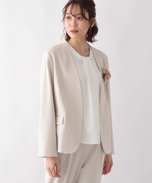 「GLOBAL WORK」 ノーカラージャケット LARGE ブラック レディース