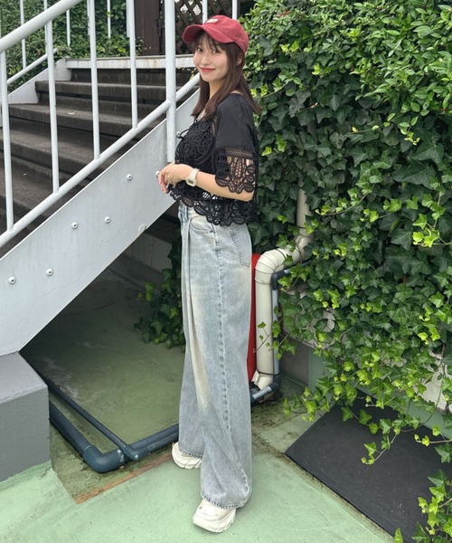 ブラウス シャツ エンブロイダリーレースオーバーサイズブラウス レディース JEANASIS ブラウス シャツ エンブロイダリーレースブラウス