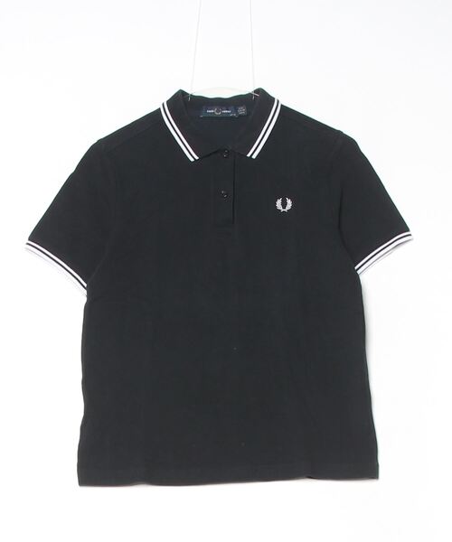 「FRED PERRY」 半袖ポロシャツ 10 ブラック×ホワイト レディース