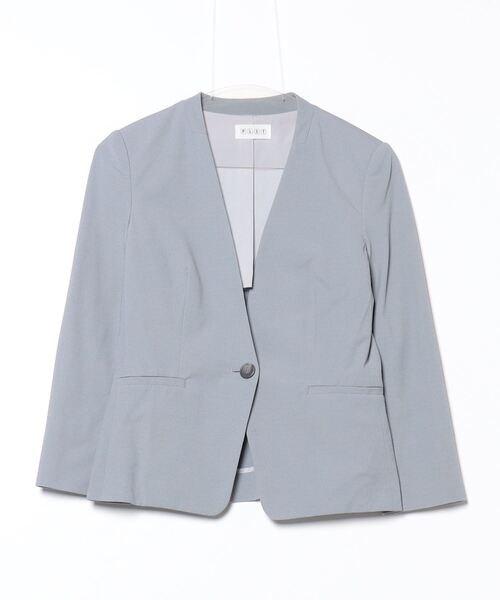 【美品】 PLST ノーカラージャケット ライトグレー PLST 「PLST」 ノーカラージャケット S グレー レディース