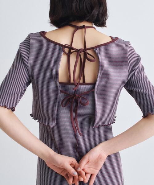 CODE A カーディガン chic border 2way ribbon cardigan レディース