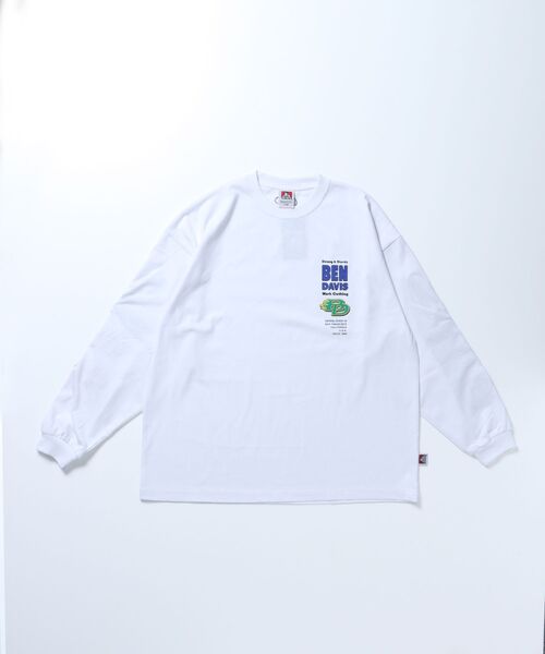 「BEN DAVIS」 長(zhǎng)袖Tシャツ MEDIUM ホワイト メンズ