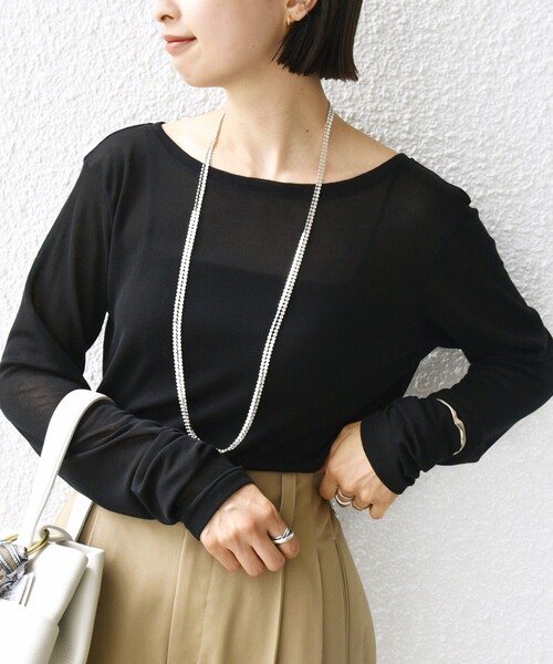 tシャツ シアー フライス ロング スリーブ カットソー レディース