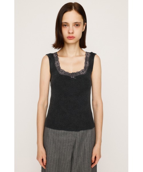 SLY（スライ） タンクトップ ノースリーブ LACE DOCKING RIB TANK