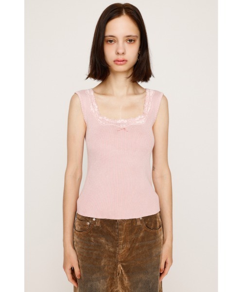 SLY（スライ） タンクトップ ノースリーブ LACE DOCKING RIB TANK