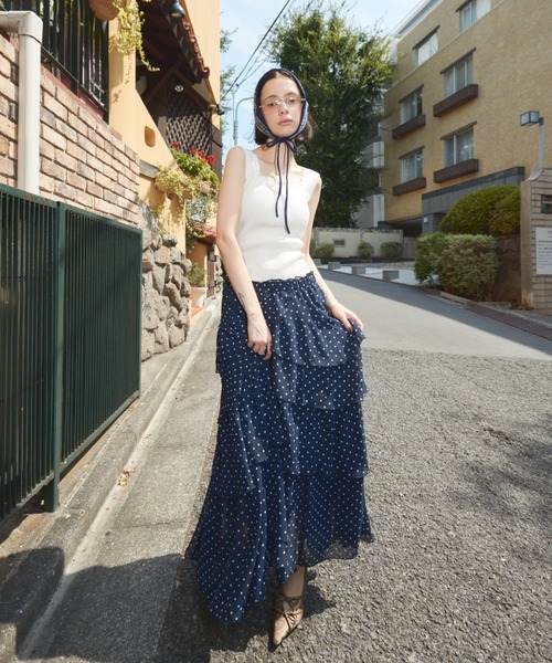 SLY（スライ） タンクトップ ノースリーブ LACE DOCKING RIB TANK