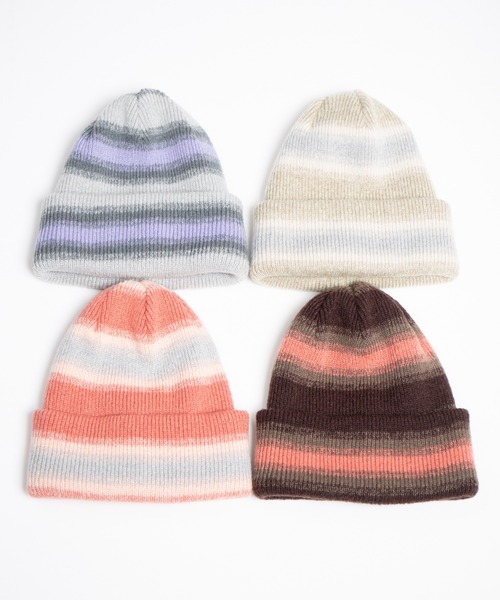 RACAL（ラカル） ニット帽 ニットキャップ Reversible Ombre Border
