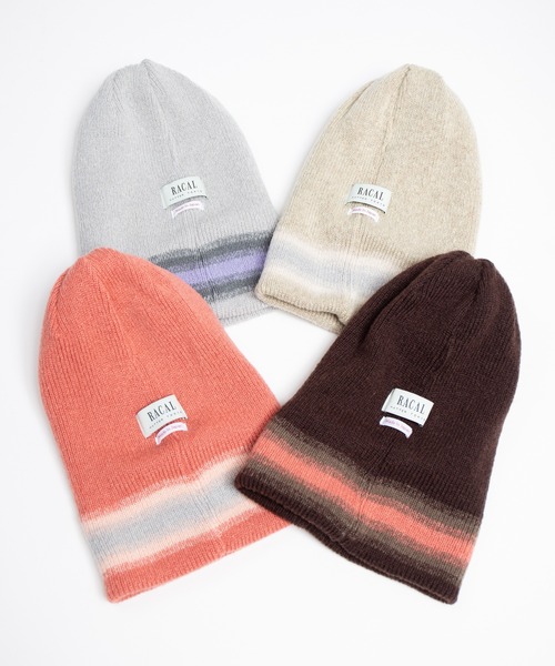 RACAL（ラカル） ニット帽 ニットキャップ Reversible Ombre Border