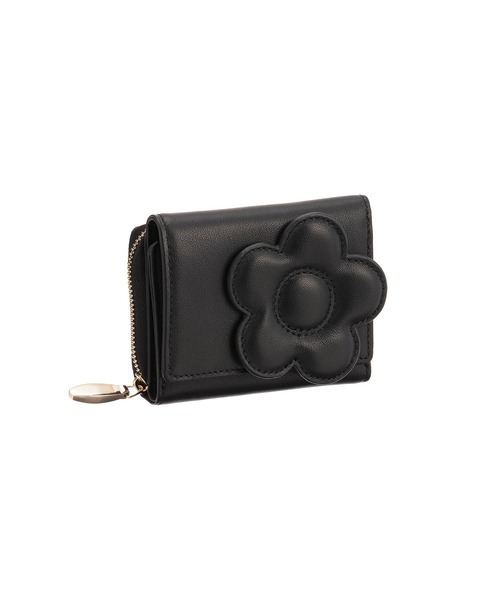 MARY QUANT 三つ折り財布 黒DAISY柄 MARY QUANT マリークワント クラシカルデイジー 3つ折り財布