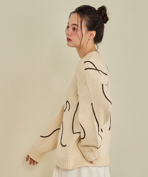 OLUN ニット セーター nuance tape line knit/ニュアンステープライン