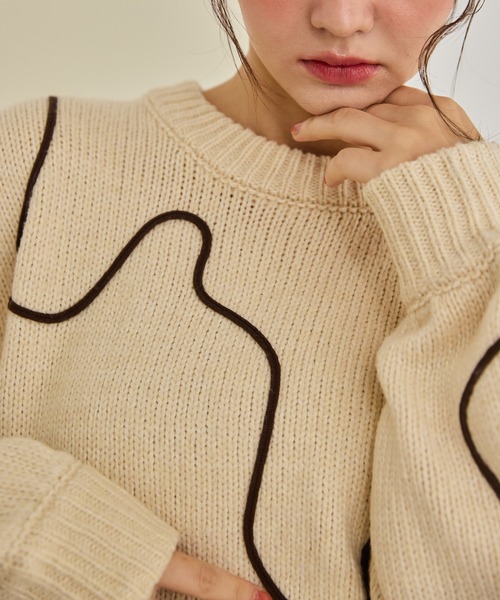 OLUN ニット セーター nuance tape line knit/ニュアンステープライン