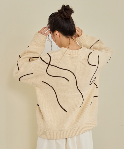 OLUN ニット セーター nuance tape line knit/ニュアンステープライン