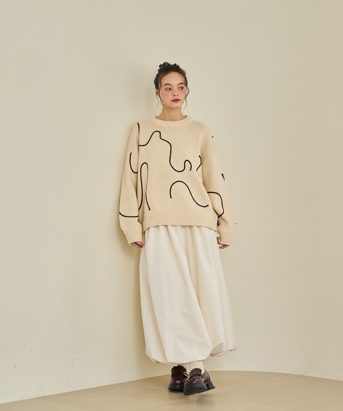 olun ニュアンステープラインニット ivo 新品タグ付　匿名配送　クリスマス OLUN ニット セーター nuance tape line knit/ニュアンステープライン