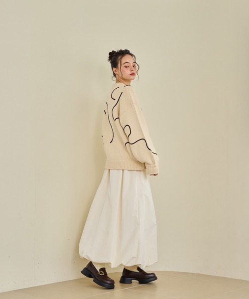 OLUN ニット セーター nuance tape line knit/ニュアンステープライン