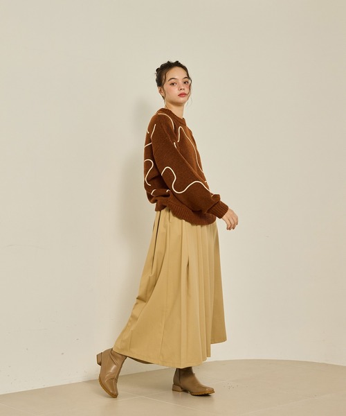 OLUN ニット セーター nuance tape line knit/ニュアンステープライン