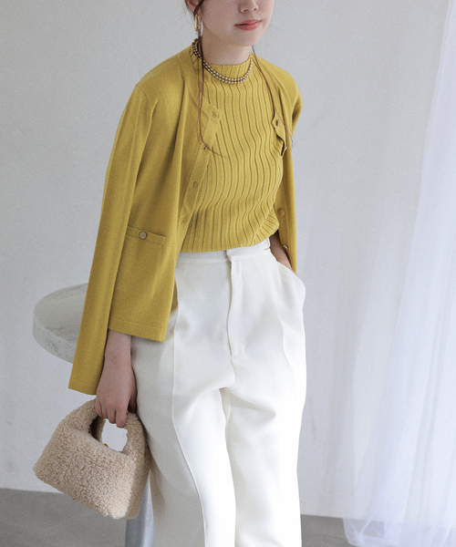 【新品未使用】バイカラーアンサンブルカーディガン La TOTALITE（ラ トータリテ） カーディガン 「洗える」バイカラー