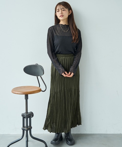 トップス Mil mil（ミル） tシャツ ニュアンス柄 シアートップス「588094