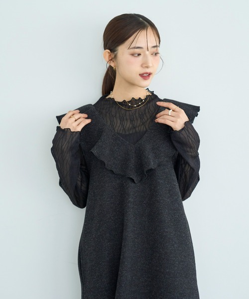 mil（ミル） tシャツ ウェーブ柄 シアートップス「588094」 レディース
