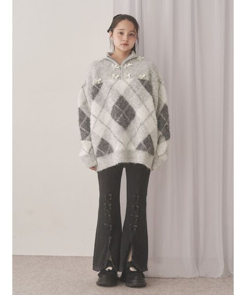 merry jenny（メリージェニー） ニット セーター fluffyアーガイルZIP