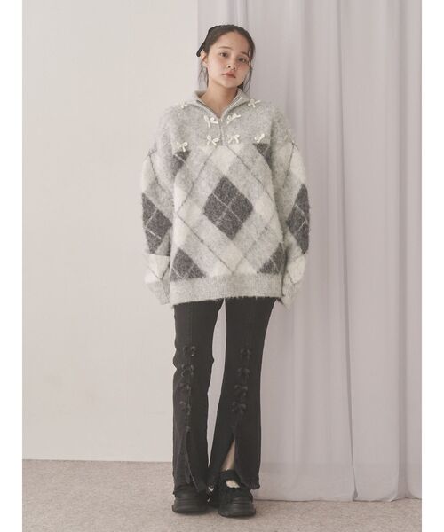 merry jenny（メリージェニー） ニット セーター fluffyアーガイルZIP