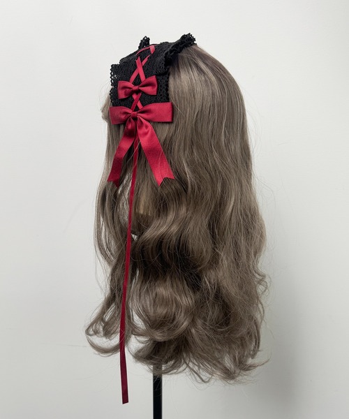 MAISON SELECT 9C35 はしごレース 編み上げ 黒レースアップ リボン