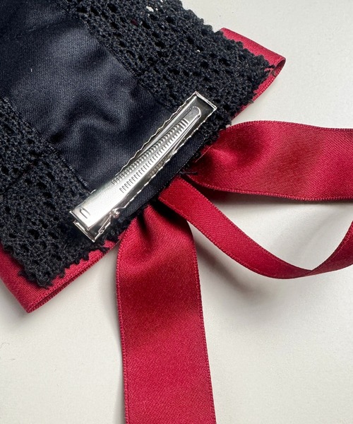 MAISON SELECT 9C35 はしごレース 編み上げ 黒レースアップ リボン