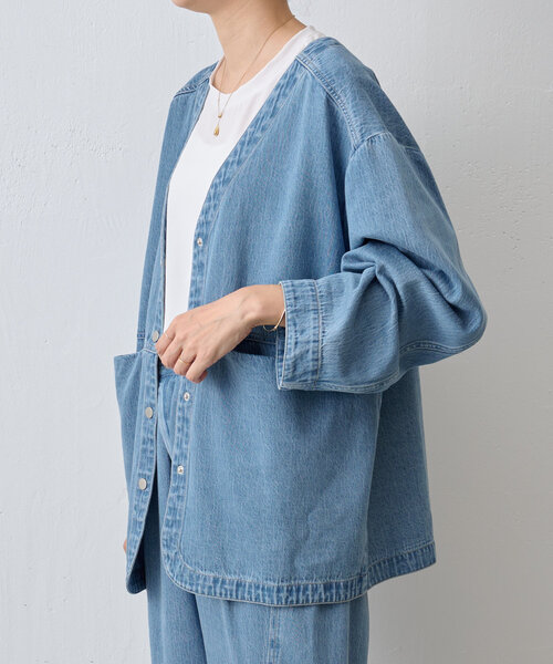 美品ビアズリー ショートデニムジャケット インディゴブルー サイズF*TC294 BEARDSLEY」 デニムジャケット 2 ブルー レディース 美品ビアズリー