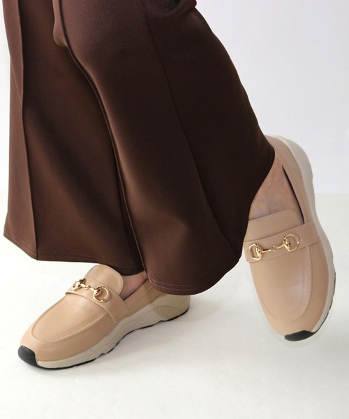 Fin（フィン） スニーカー ビットローファー厚底スリッポン「低反発