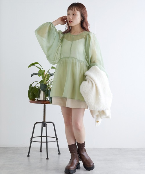 「w closet」 長袖ブラウス FREE ブラウン レディース_画像9