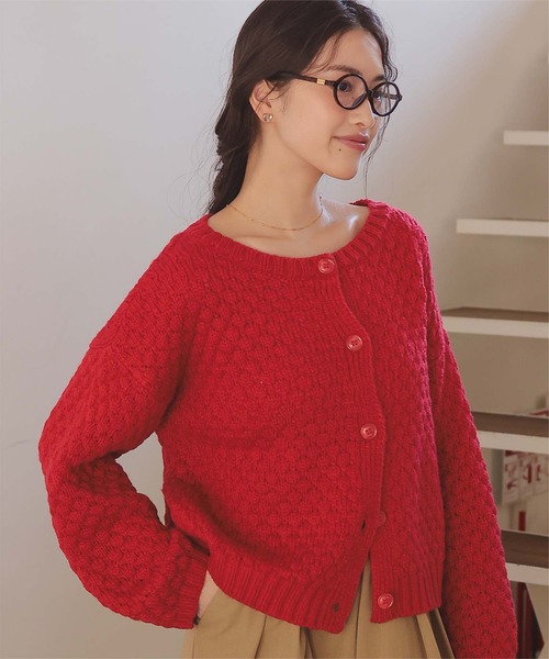 シクラスカーディガンS シクラス ニット カーディガン ベージュ S CYCLAS フリンジ ノーカラー