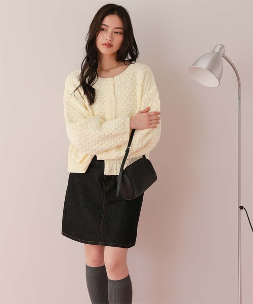 ROPE/ロペ●web限定カラー♪美品◎ポップコーン手編み肉厚ニットカーディガン titivate（ティティベイト） カーディガン ポップコーンニット